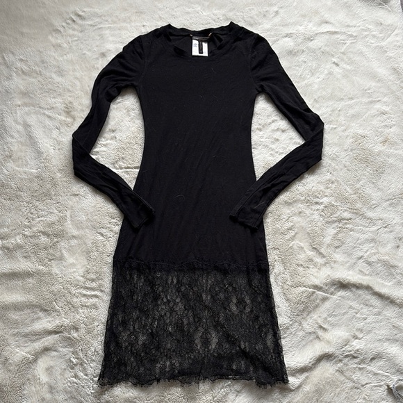 BCBGMAXAZRIA Livi Long Sleeve Dress With Lace Trim Size XS - Picture 1 of 13